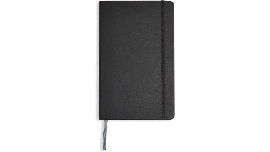 black hardcover lined notebook