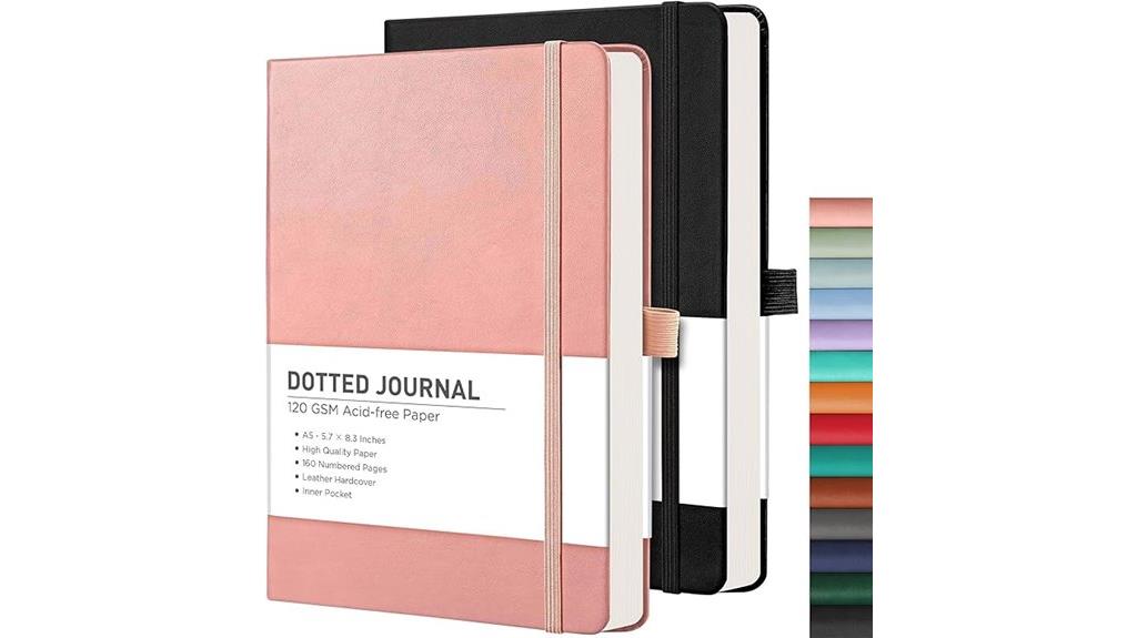 dotted leather hardcover notebook