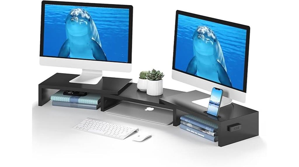 dual monitor stand with smartphone