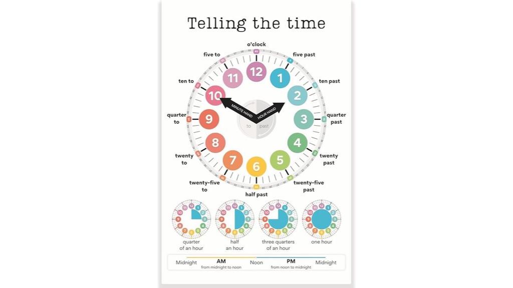 educational clock reading poster