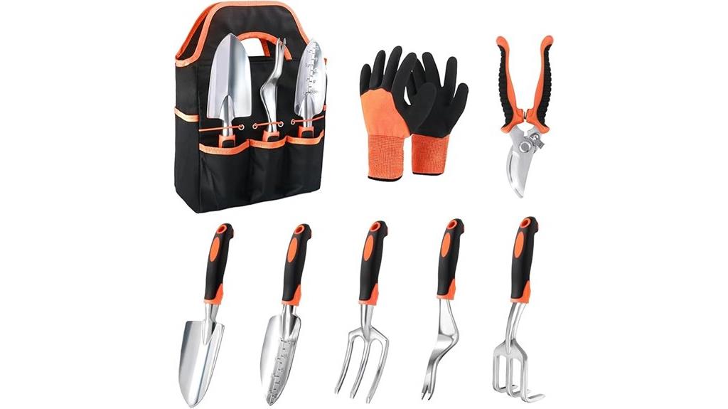eight piece ergonomic gardening tools