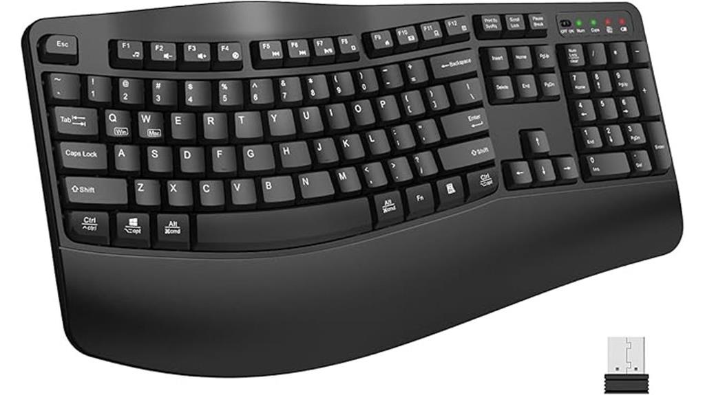 ergonomic wireless keyboard with wrist rest