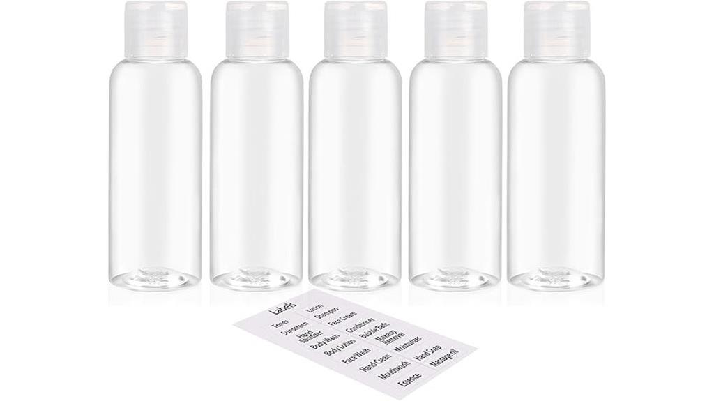 five 3 4oz travel bottles