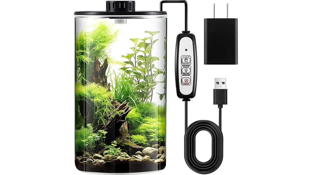 glass terrarium with light