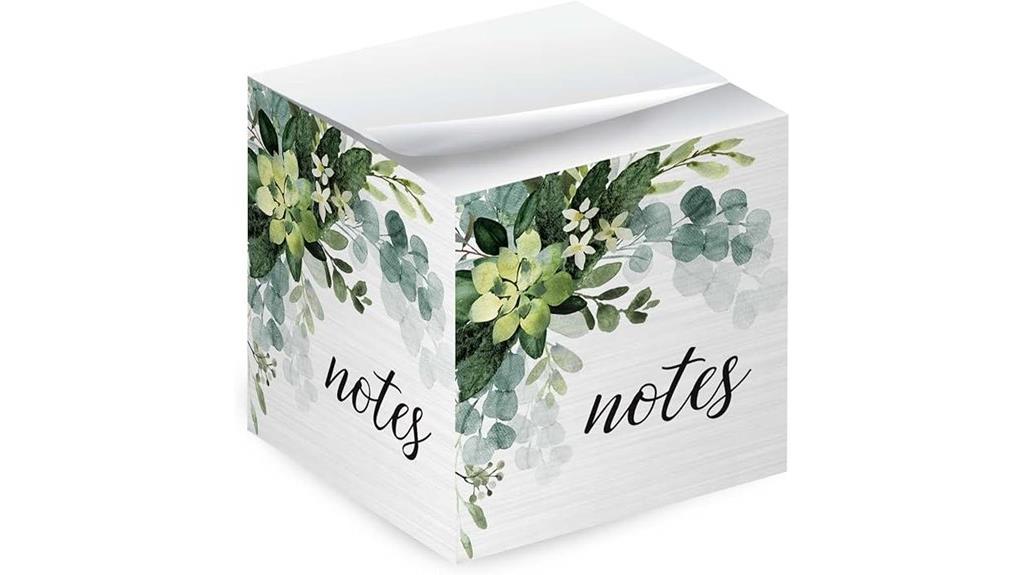 green sticky note cube