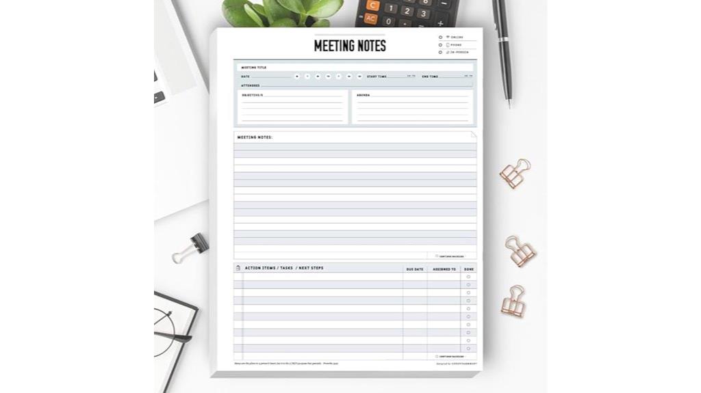 meeting notepad 8 5x11 50 sheets