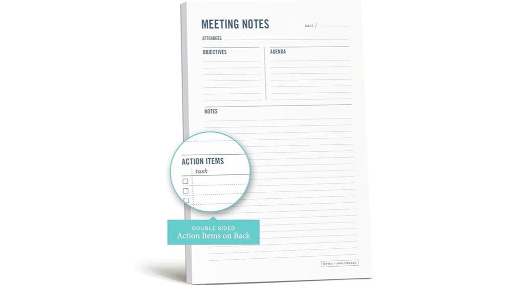meeting notes on notepad