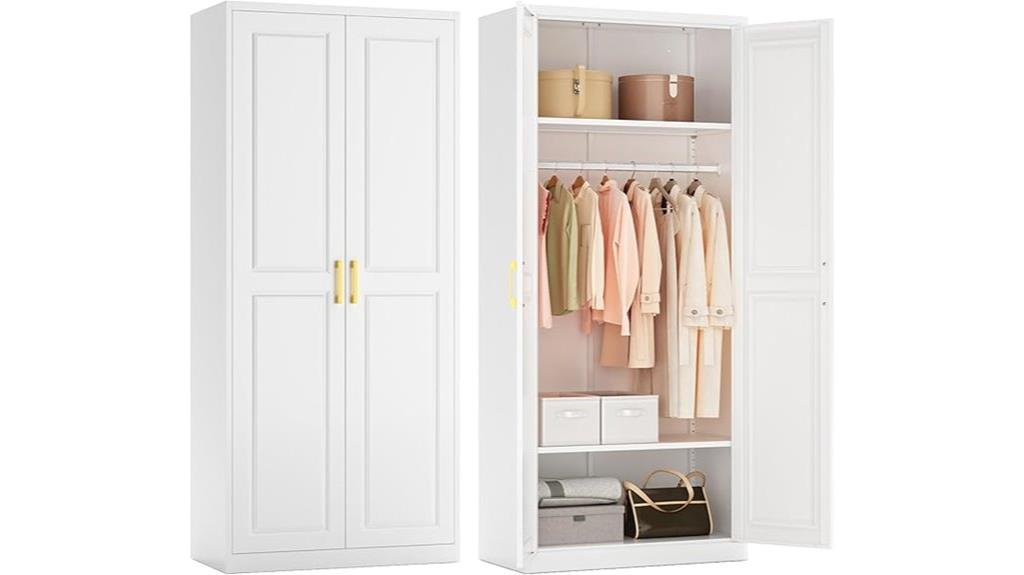 metal wardrobe with shelves