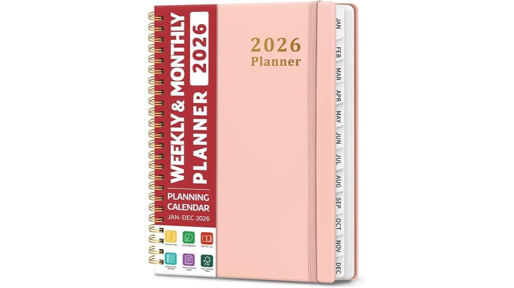 pink hardcover weekly planner