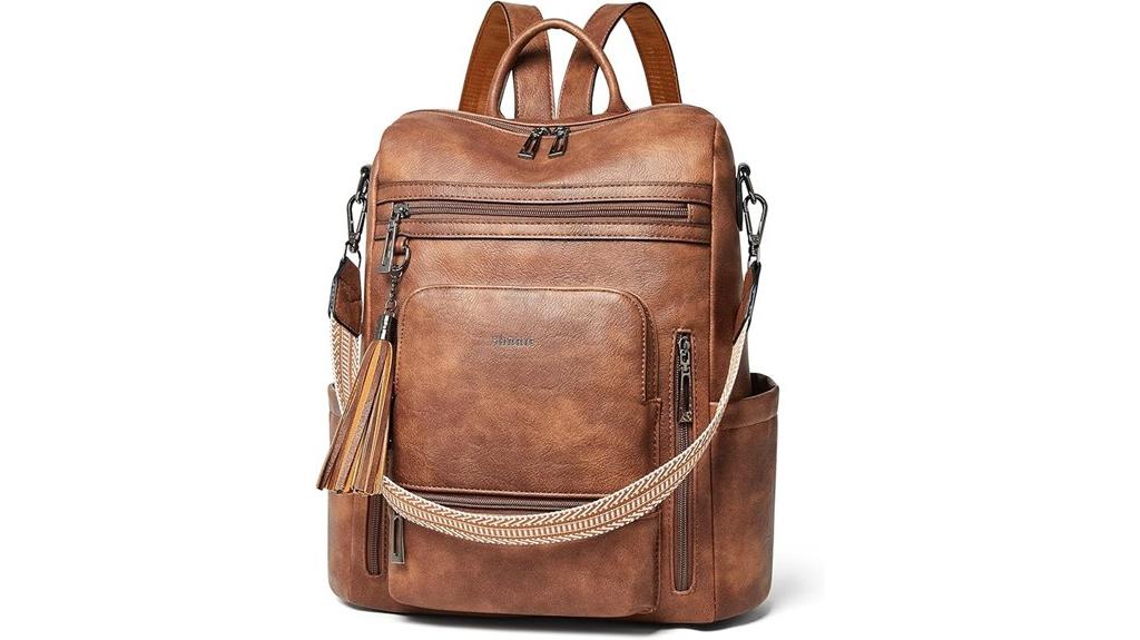 vegan leather laptop backpack
