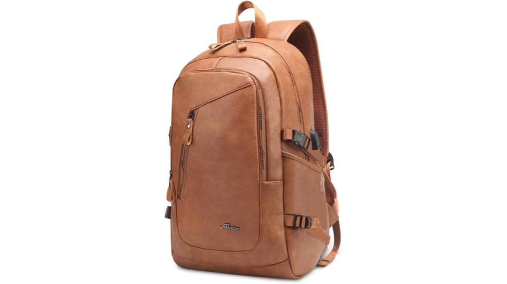 vegan leather laptop backpack