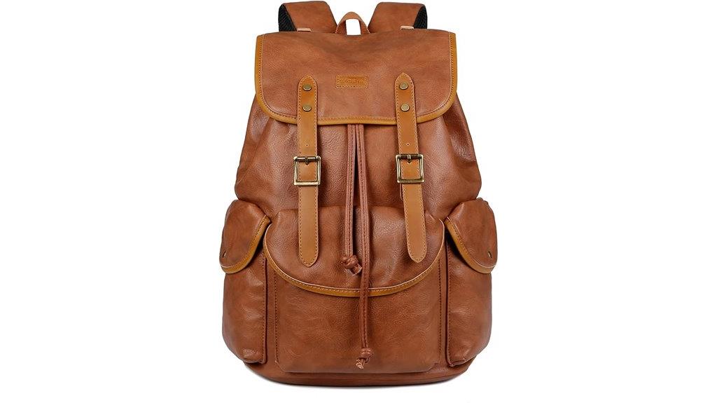 vegan leather laptop backpack