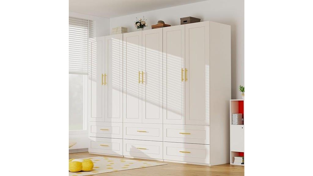 white wooden wardrobe doors