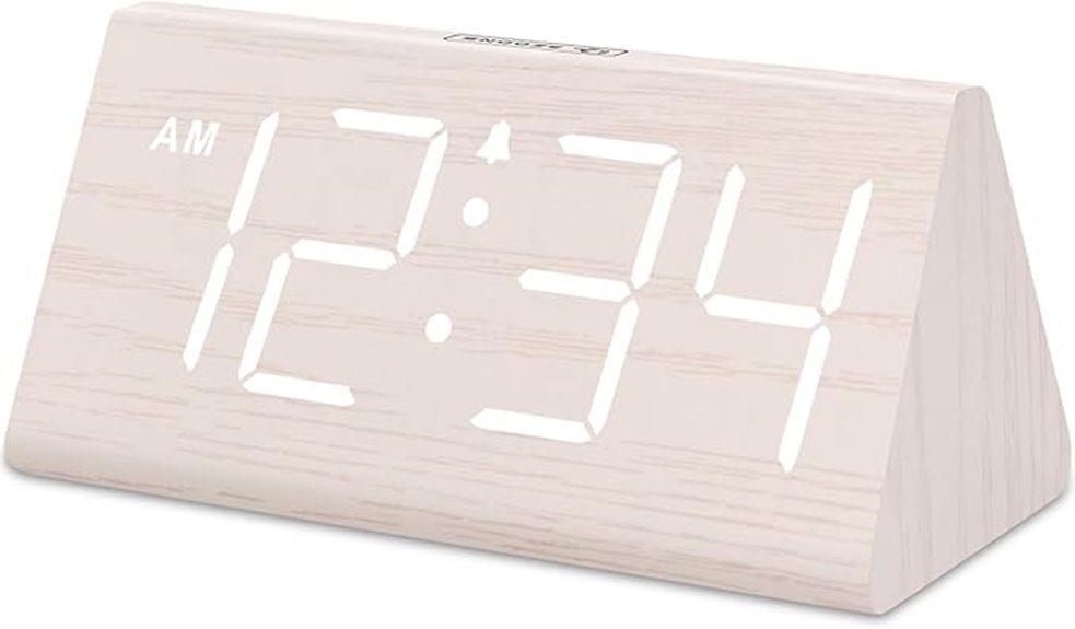 wooden digital bedroom clock