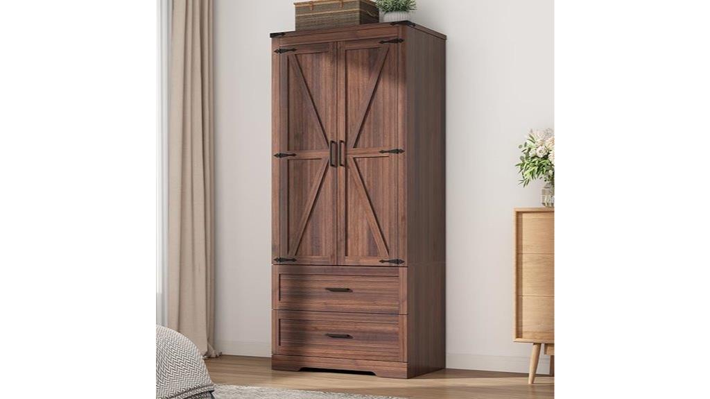 wooden wardrobe with shelves