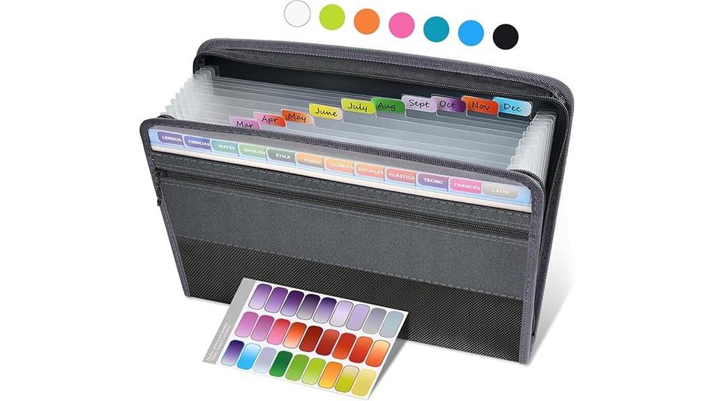 zippered 12 pocket accordion organizer