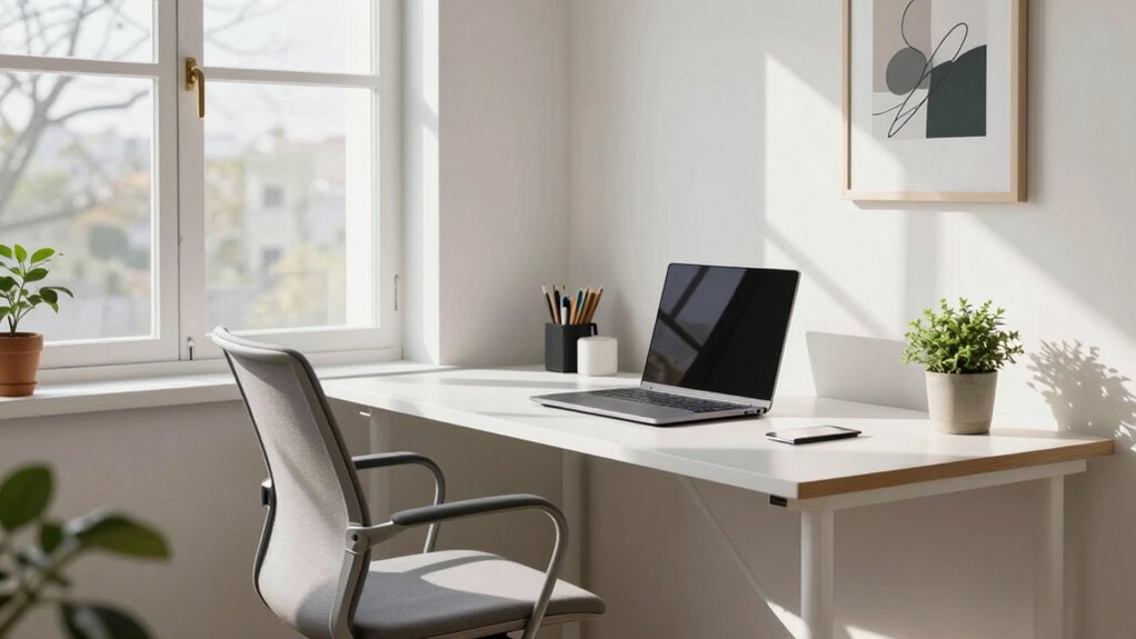 ergonomic organized well lit workspace